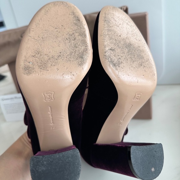 Gianvito Rossi Burgundy Velvet Mary Jane Pumps Heels - Picture 7 of 9